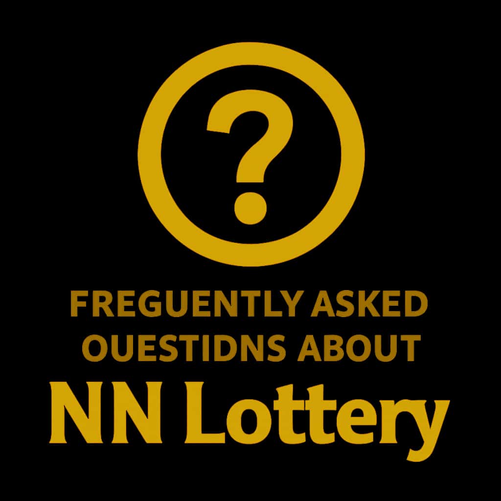 A badge design for NN Lottery FAQs with #ffcc00 color scheme.