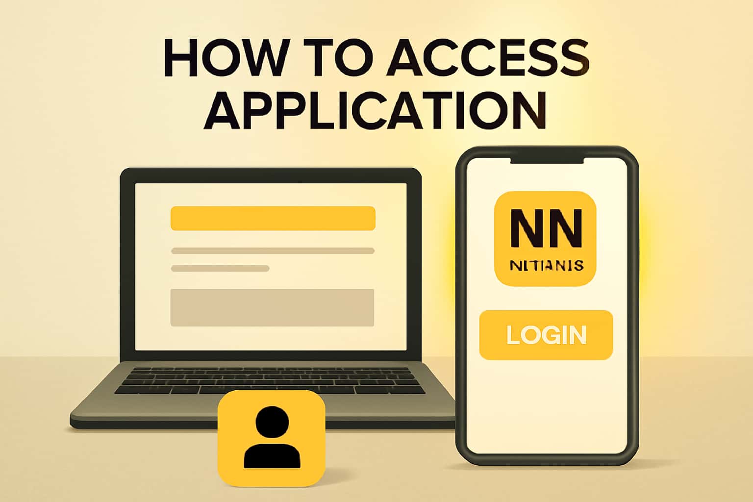 Informational scene showing access steps for NN Lottery application.