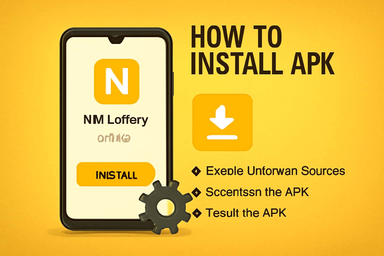 Informational scene about installing the NN Lottery APK.