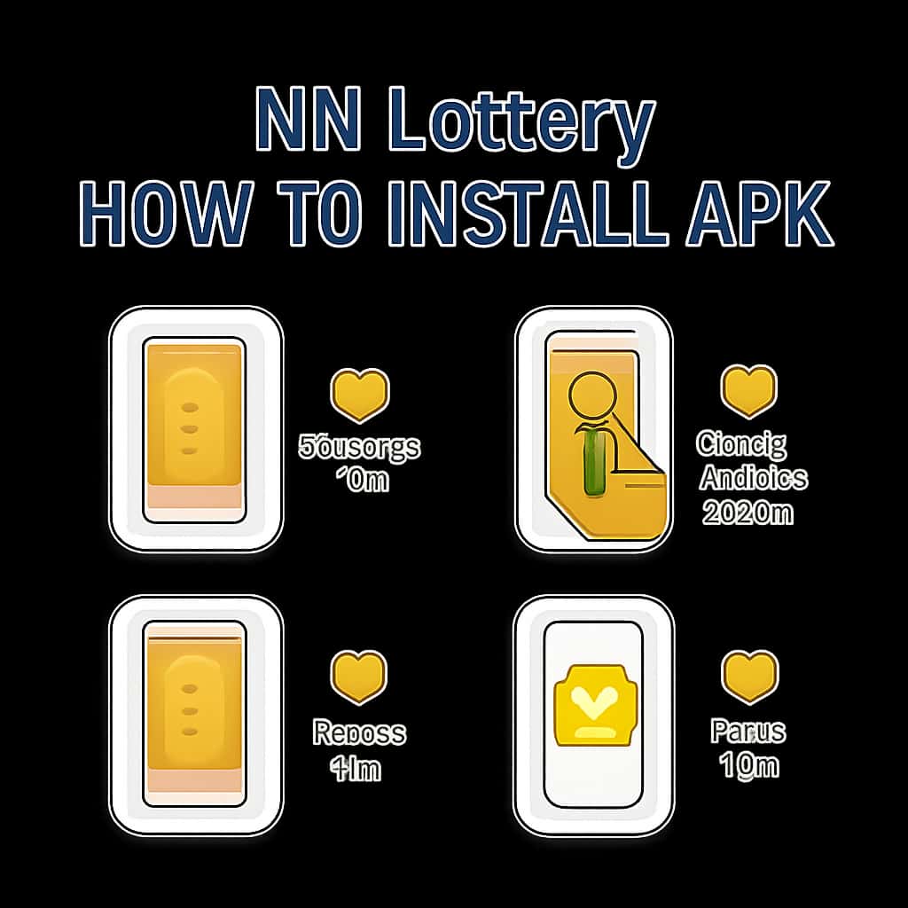 Illustration depicting the steps to install NN Lottery APK.