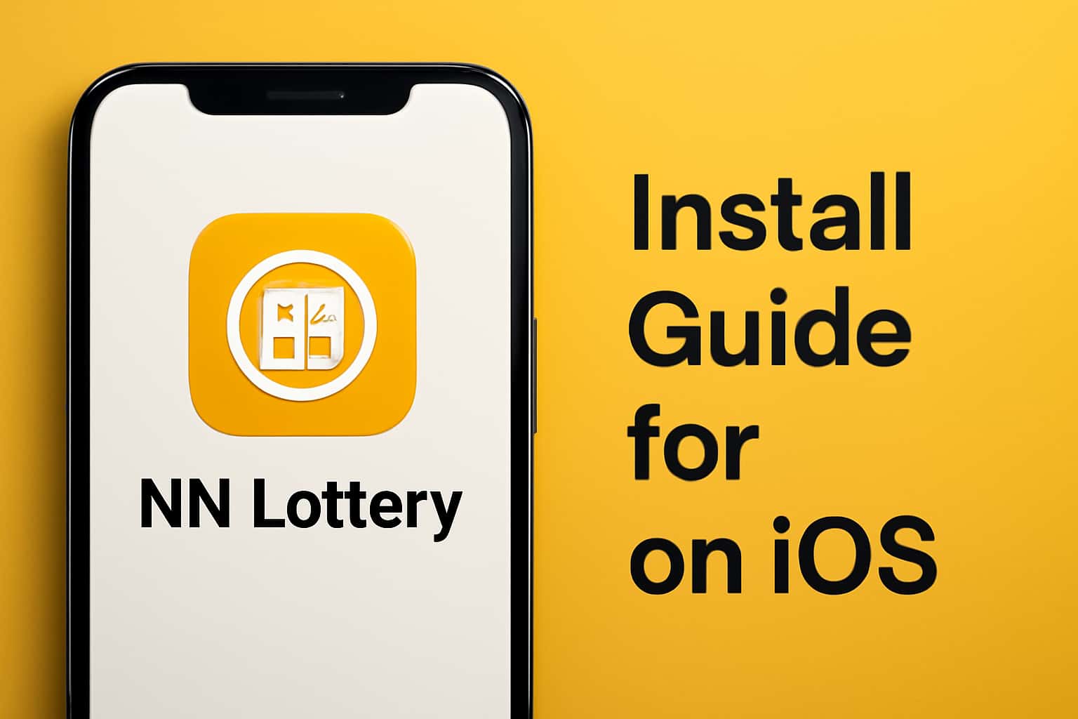 An informative scene showcasing the installation guide for NN Lottery on iOS devices.