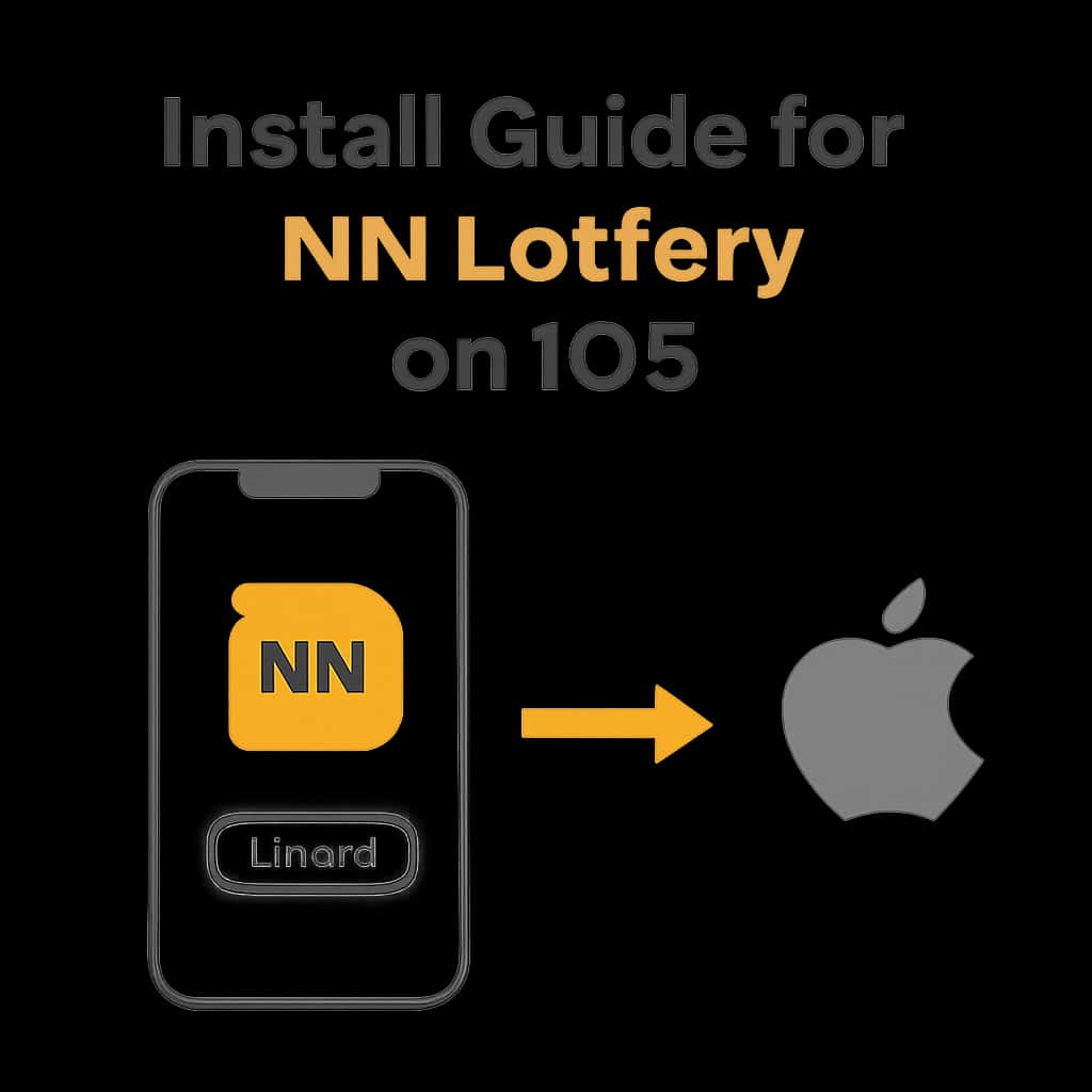 Diagram illustrating key points of the NN Lottery installation guide on iOS.