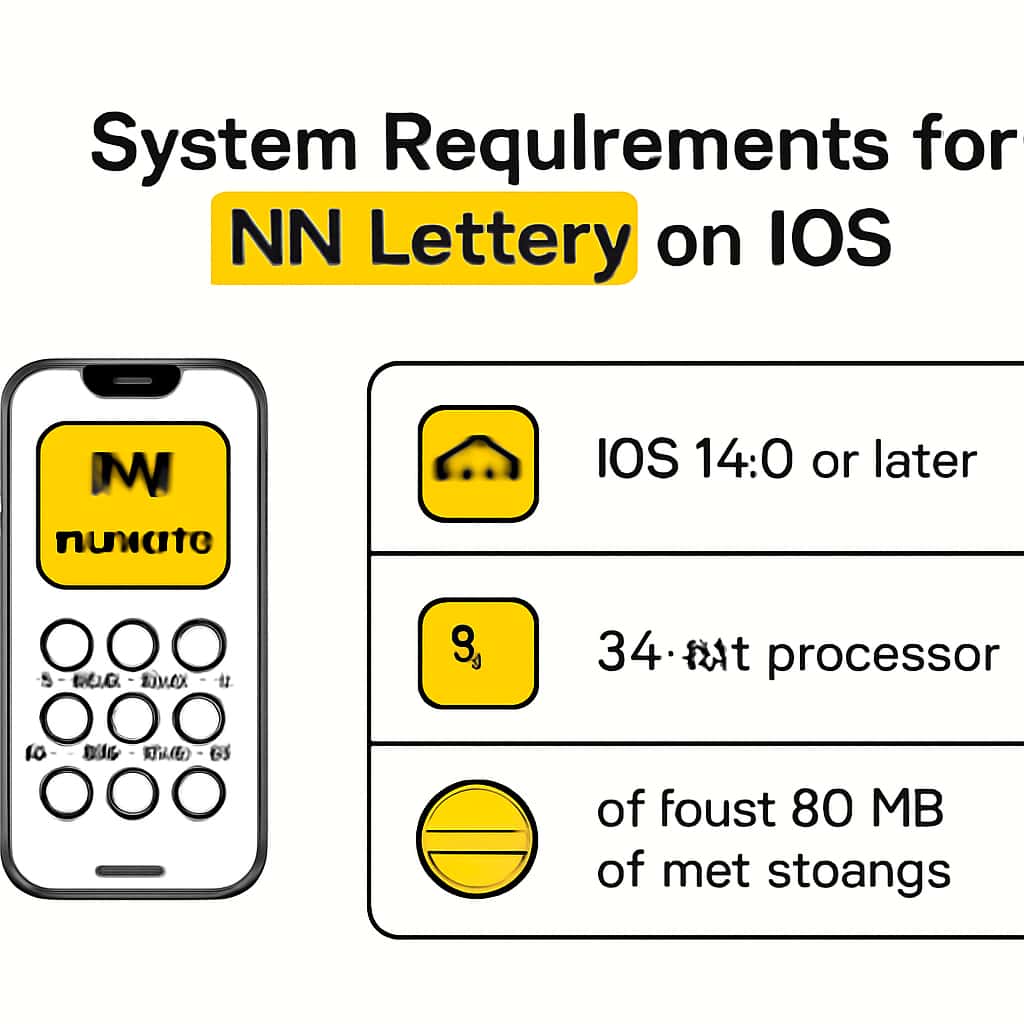 A diagram outlining the system requirements for NN Lottery on iOS.